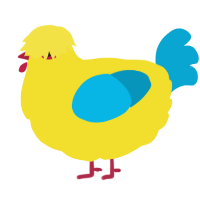 A yellow and cerulean chicken