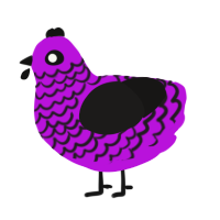 A amethyst and sable chicken with a lace pattern