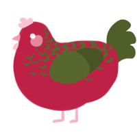 A crimson and olive chicken with a half-lace pattern