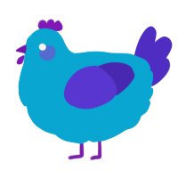 A cerulean and indigo chicken