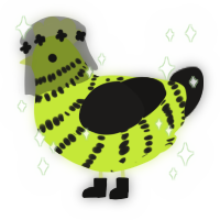 A lime and sable chicken with a bar pattern