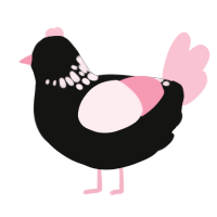 Corrupt Love, a black and rose chicken with a neck-speckle pattern