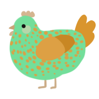 A spring and orange chicken with a speckle pattern