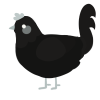 A black and sable chicken with a head pattern