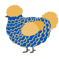 A ultramarine and honey chicken with a lace pattern