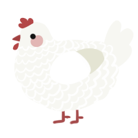 A white chicken with a lace pattern