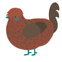 A russet and bark chicken with a speckle pattern