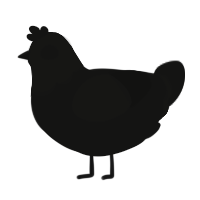 tarmac, a black chicken with a head pattern