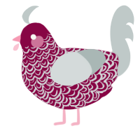 Raspberry Cheesecake, a maroon and silver chicken with a double-lace pattern