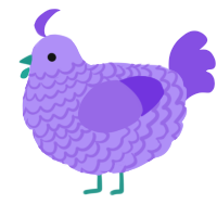 A lilac and blurple chicken with a lace pattern