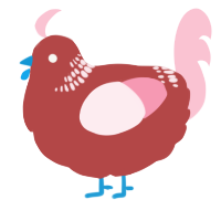 A red and rose chicken with a neck-band pattern