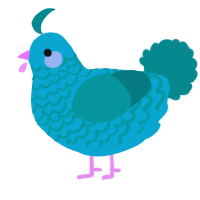 A cerulean and teal chicken with a lace pattern