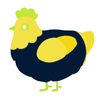 A tumblr and yellow chicken with a head pattern