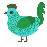 A aqua and viridian chicken with a lace pattern