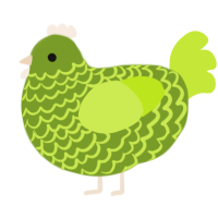 A chartreuse and lime chicken with a lace pattern
