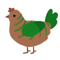 A brown and leaf chicken with a half-bar pattern