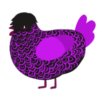 Purple Goth, a sable and amethyst chicken with a double-lace pattern