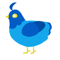 A sky and ultramarine chicken with a head pattern