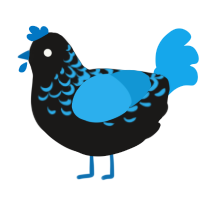A sable and sky chicken with a half-lace pattern