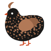 A sable and brown chicken with a speckle pattern