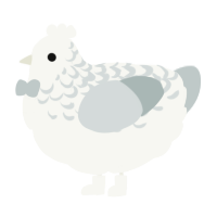 Helium, a white and silver chicken with a half-lace pattern