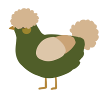 A olive and beige chicken