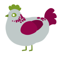 A silver and maroon chicken with a neck-speckle pattern