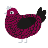 A maroon and sable chicken with a lace pattern