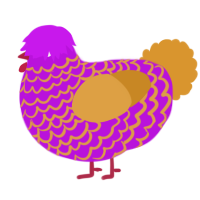 A amethyst and orange chicken with a lace pattern