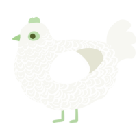 Clover, a white chicken with a double-lace pattern