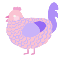 A rose and lilac chicken with a lace pattern