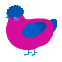 A fuchsia and ultramarine chicken
