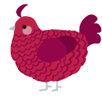 A crimson and maroon chicken with a lace pattern