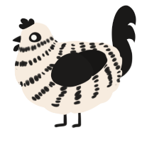 A cream and sable chicken with a bar pattern