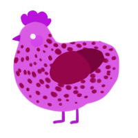 A orchid and maroon chicken with a speckle pattern
