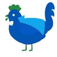 BLUESCREEN, a ultramarine chicken with a half-lace pattern