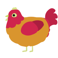 A orange and crimson chicken with a head pattern