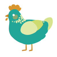A turquoise and lemon chicken with a neck-speckle pattern