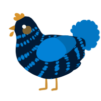 A tumblr and sapphire chicken with a bar pattern