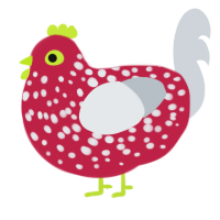 Mushroom, a crimson and mist chicken with a speckle pattern