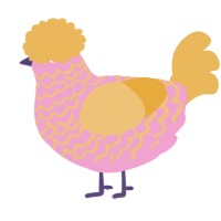 A pink and honey chicken with a lace pattern