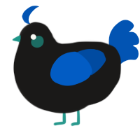 A sable and ultramarine chicken