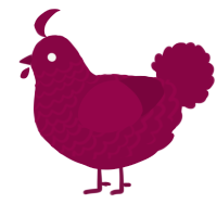 A maroon chicken with a lace pattern