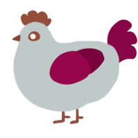 A silver and maroon chicken