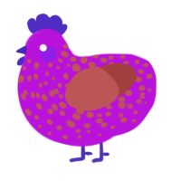 A amethyst and red chicken with a speckle pattern