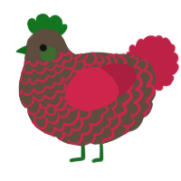 A bark and crimson chicken with a lace pattern