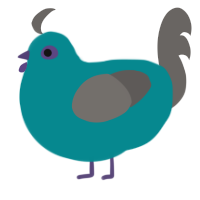 A teal and grey chicken
