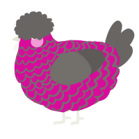 A fuchsia and grey chicken with a lace pattern