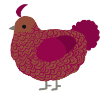 A russet and maroon chicken with a double-lace pattern