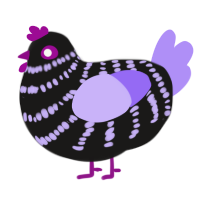 ee, a sable and lilac chicken with a bar pattern